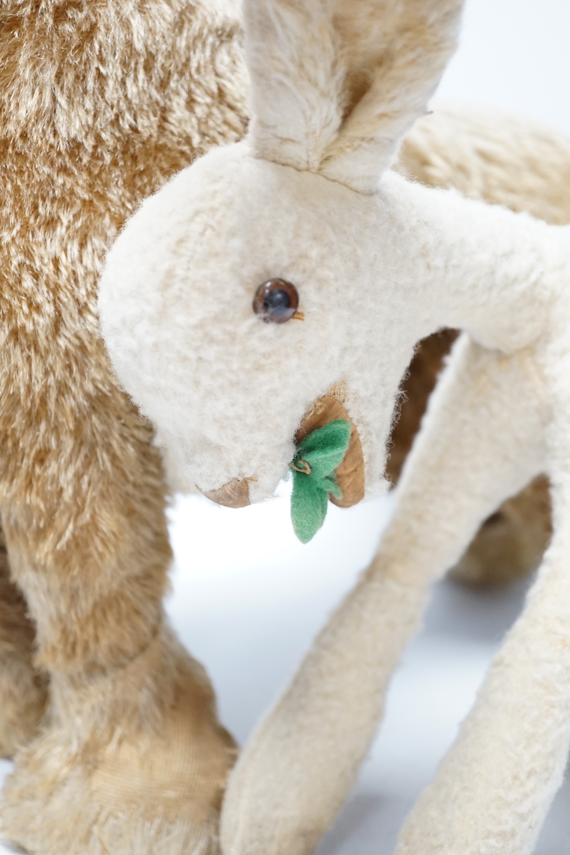 A Chiltern cart horse with label, c.1950s, height to shoulder 38cm, some hair loss and a Deans Rag book lamb with Dean's label 1950's, height 23cm, some hair loss